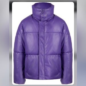 Apparis Purple Vegan Leather Jemma Puffer Jacket mens size M